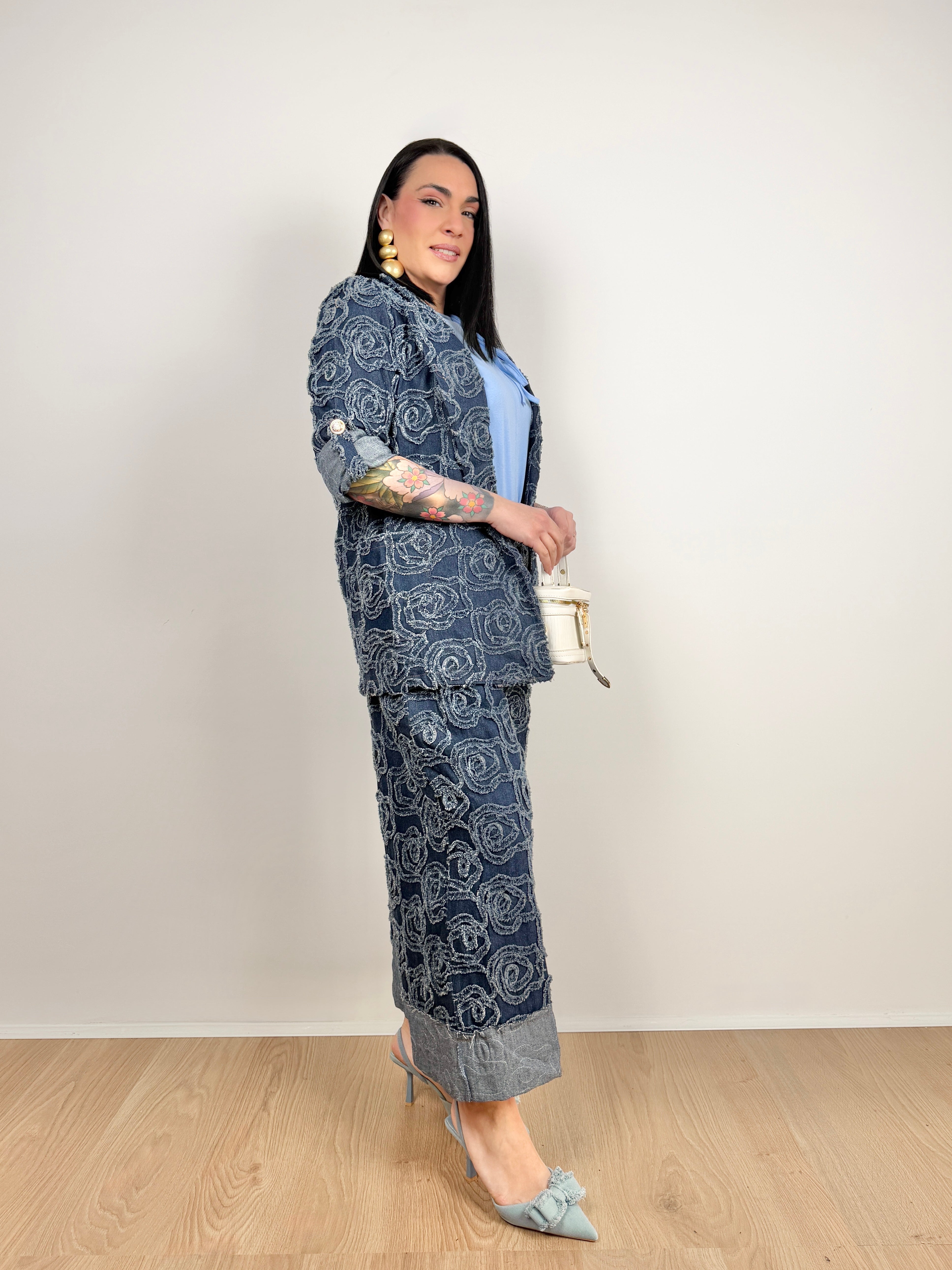 Tailleur Denim Roses
